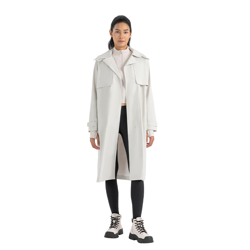 Title 3, Trench coat longo feminino com lapela, ideal pa...