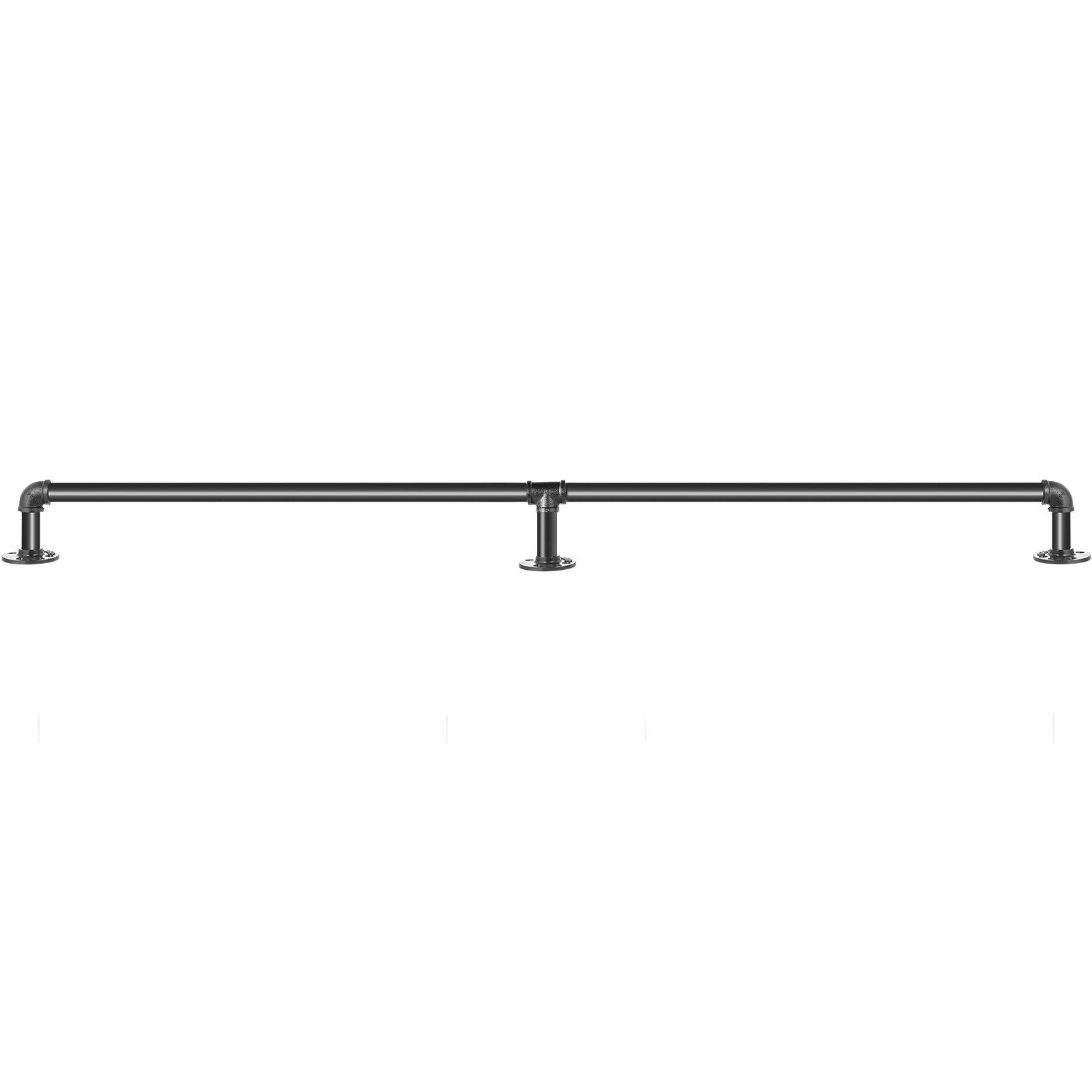 VEVOR Pipe Stair Handrail, 6FT Staircase Handrail, 440LBS Load Capacity Carbon Steel Pipe Handrail, Industrial Pipe Handrail With Wall Mount Support, Round Corner Wall Handrailings For Indoor, Outdoor image 6