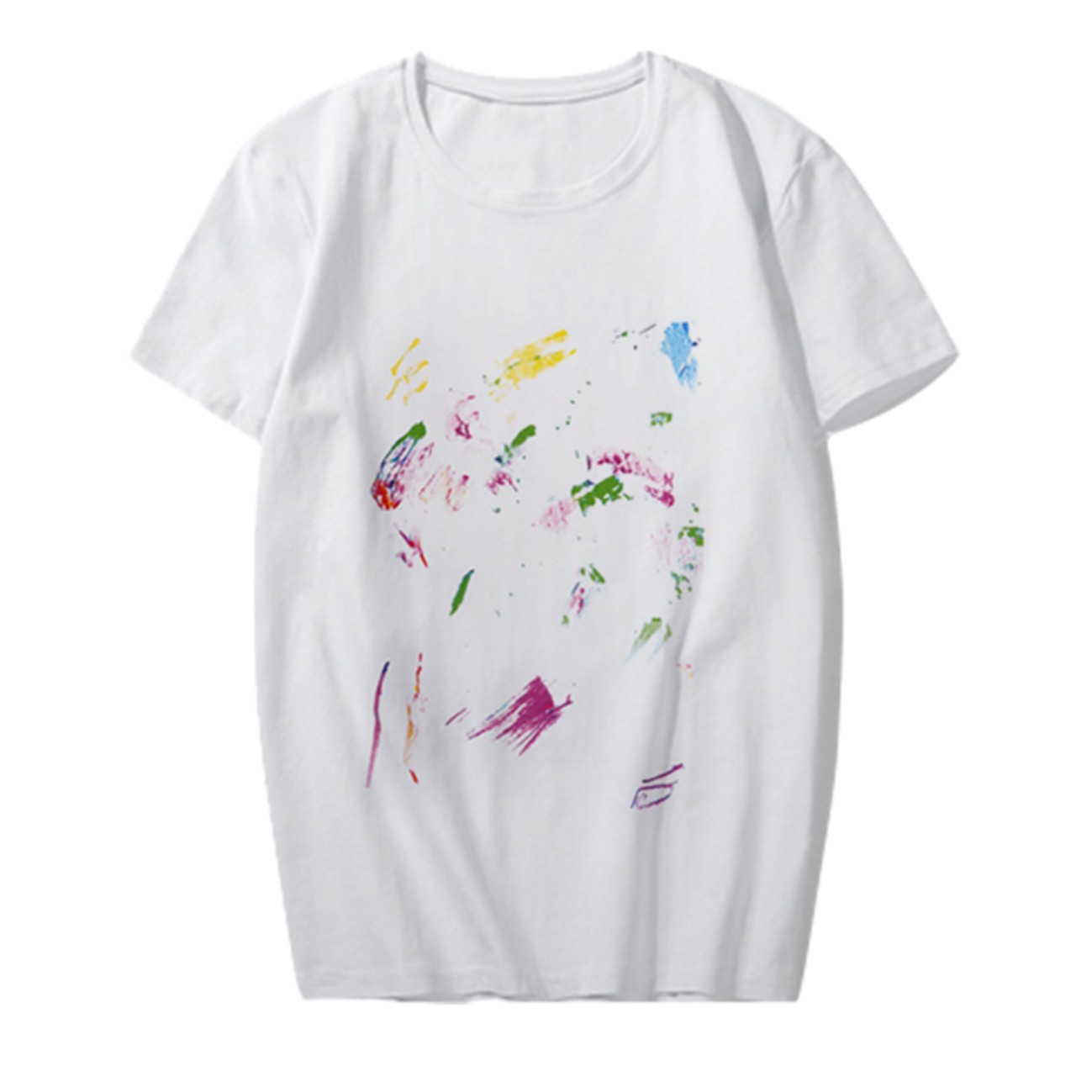 Title 5, Milk Silk Hand-painted Graffiti Loose Tops Shor...