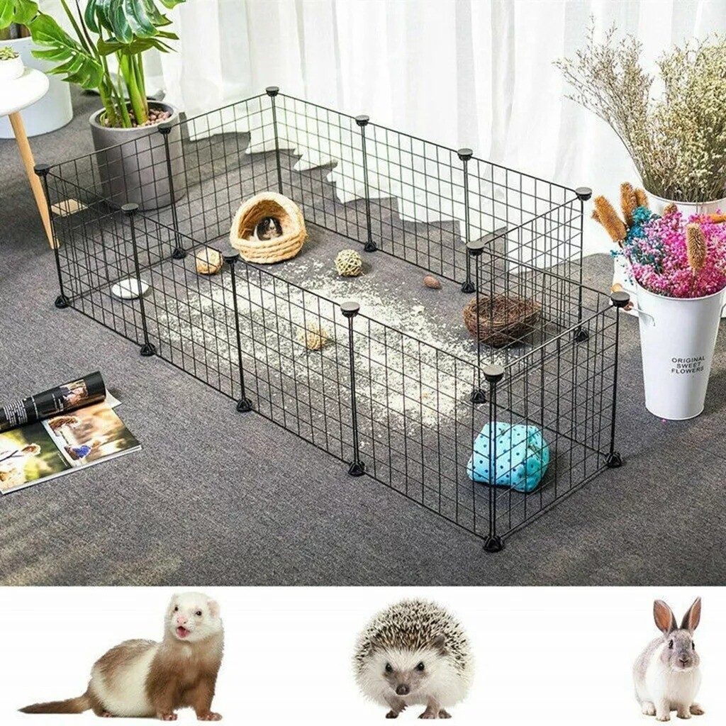 12 Panels Pet Dog Playpen Puppy Rabbits Play Pen Metal Wire Run Cage Crate Fence
