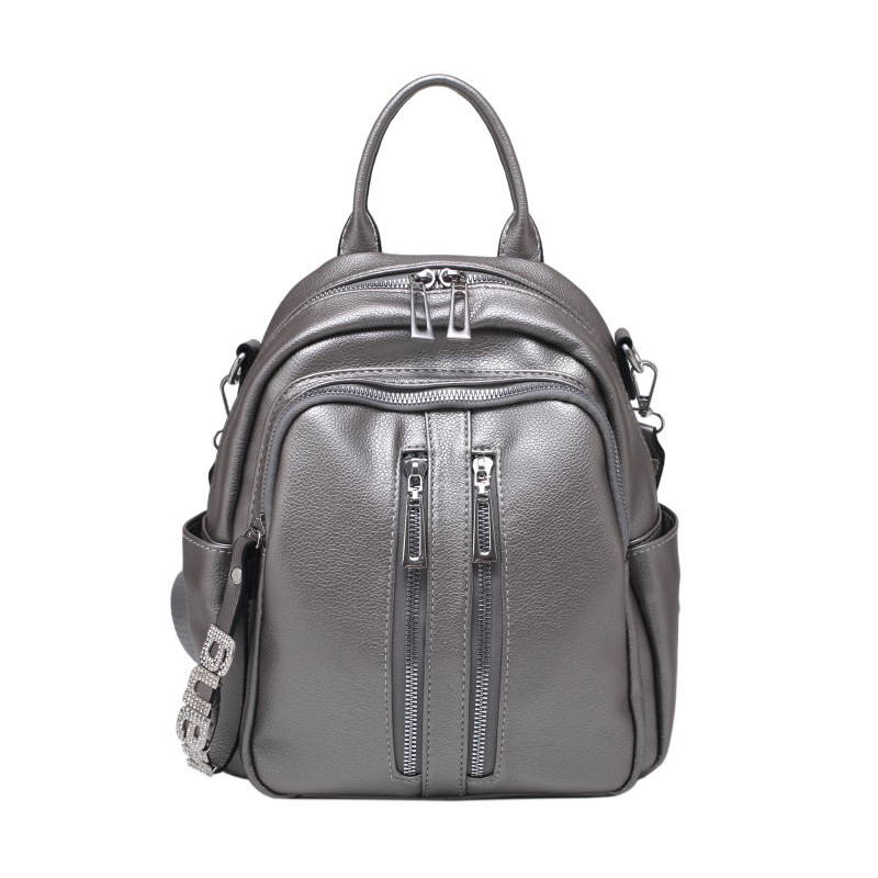 Title 2, Soft Leather Crossbody Large Capacity Backpack