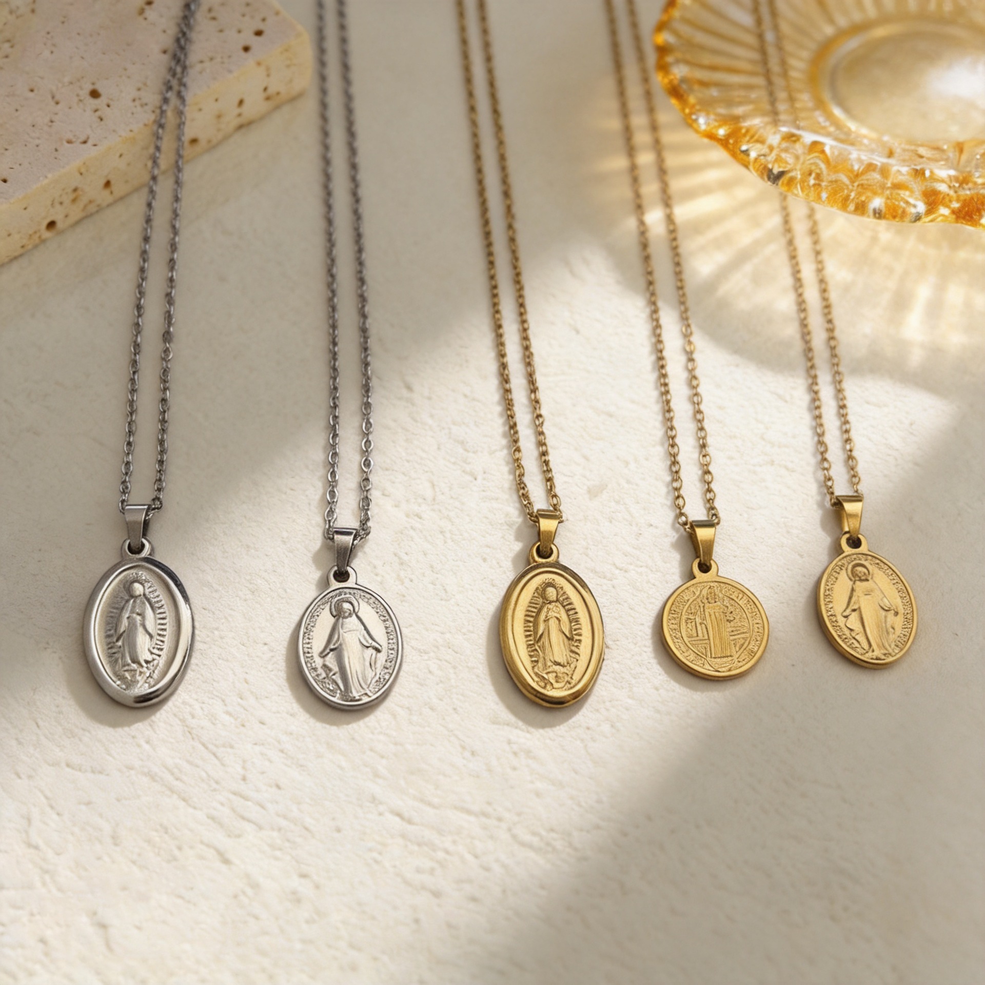 Stainless Steel Virgin Mary Pendant Necklace