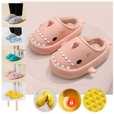 Cartoon Shark Shoes Home Slippers EVA Lovers Winter Soft