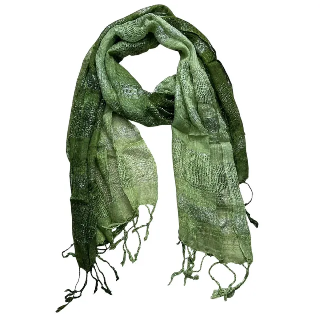 Lightweight Long Scarf With Metallic Shimmer,vacation,daily Life,evening Party,Office Appropriate Subtlety For Women Men,for Casual Outfits Green - Shop at LoveMi
