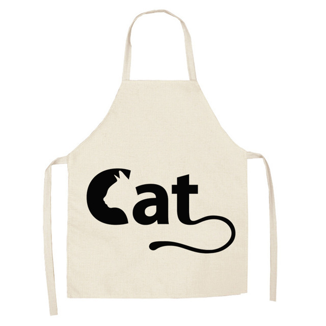 Title 1, Cartoon Cat Couple Linen Sleeveless Apron for K...