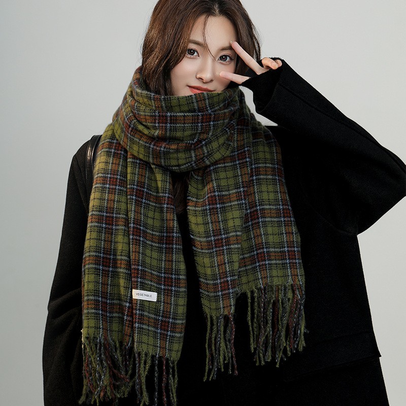 Comfortable Warm White Check Scarf