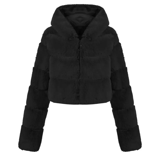 Solid Color Faux Fur Coat Jacket Fashion Black - Shop at LoveMi