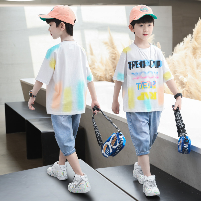 The New Western Style Korean Children's Clothes Are Big Children's Loose And Handsome Two-piece Trend