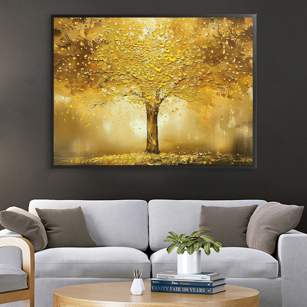 Handmade Oil Painting 2025 New High-end Fortune Tree Floor Painting Living Room Entrance Golden Cash Tree Decorative Painting