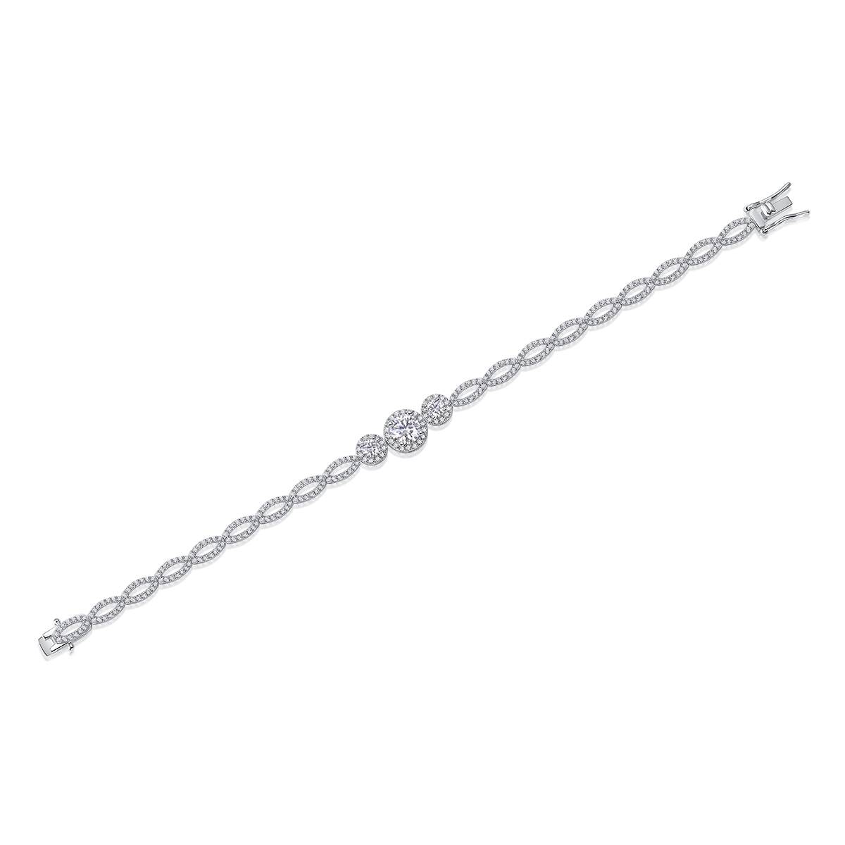 1-carat Luxury And Fashionable Light Luxury Trend Jewelry Silver Bracelet Set With Top-quality Moissanite, S925 Silver Electroplated Platinum