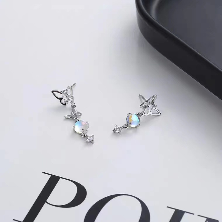 Title 3, Moonlight Stone Butterfly Ear Studs Female