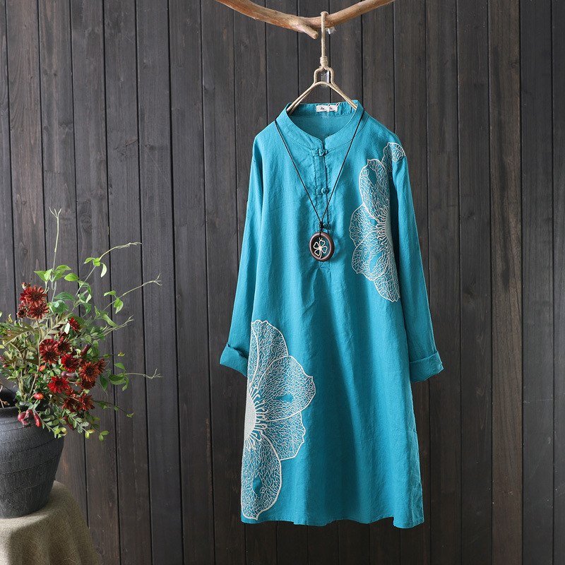 Title 8, Spring And Autumn Shirt Skirt All-match Embroid...