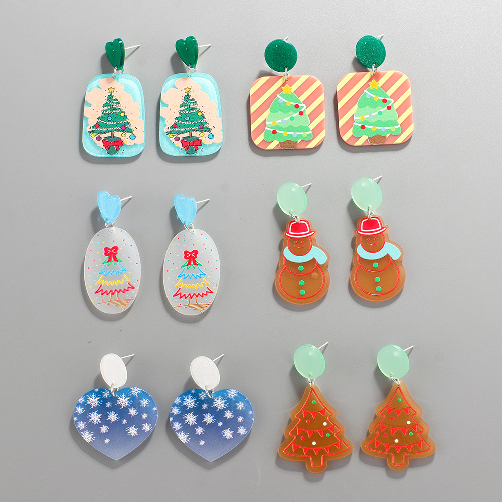 S925 Silver Needle Acrylic Christmas Series Earrings