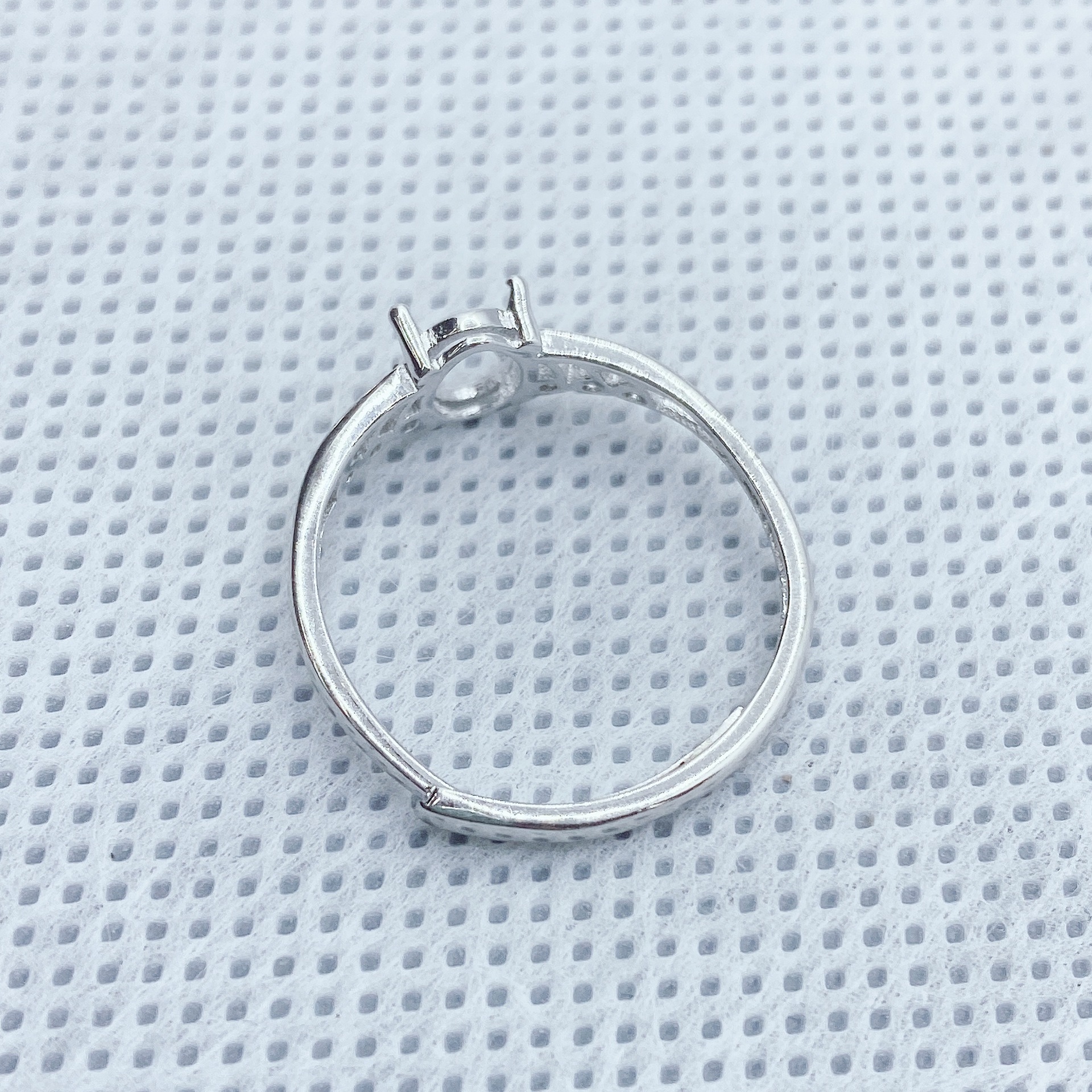 S925 Silver 5x7 Faceted Four-prong Set Ring Empty Holder