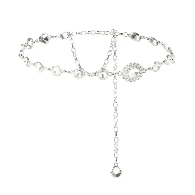 Elegant Women's Metal Large Rhinestone Inlaid Dress Waist Chain Decorated Belt Stylish Vintage With Blouse Dress Sweater Silver - Shop at LoveMi