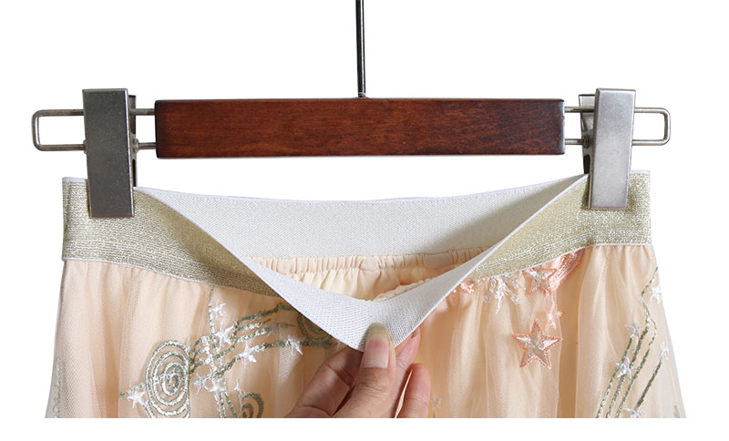 Heavy Industry Embroidered Yarn Mesh Long Skirt For Women