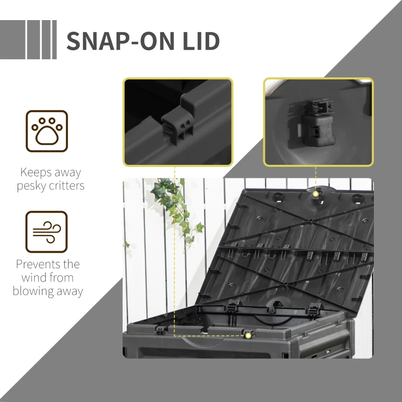 Garden Compost Bin, 120 Gallon 450L Garden Composter, BPA Free, With 80 Vents And 2 Sliding Doors, Lightweight & Sturdy, Fast Creation Of Fertile Soil, Black