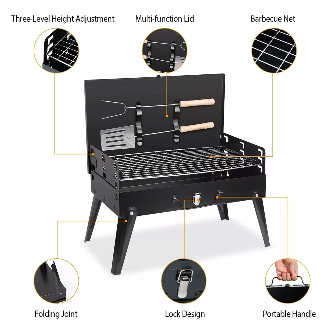 Portable Folding Charcoal BBQ Barbecue Camping Grill Travel Picnic Outdoor UK — foto 7