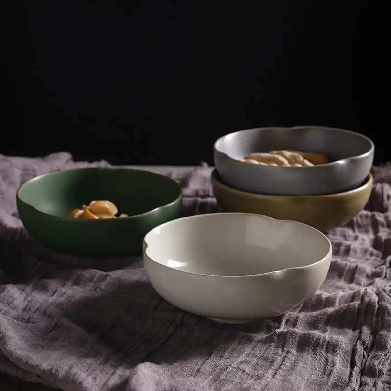Vintage Handmade Rice Bowls with Lace Creative Ceramic Dishes