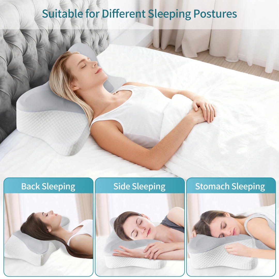 Cervical Neck Pillow, Cooling Ergonomic Memory Foam Pillows  Dual Height Orthopedic Support Contour Pillow For Side — foto 10