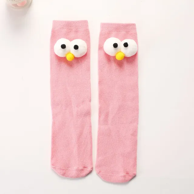 Knee length Doll Socks With Big Eyes Pink - Shop at LoveMi