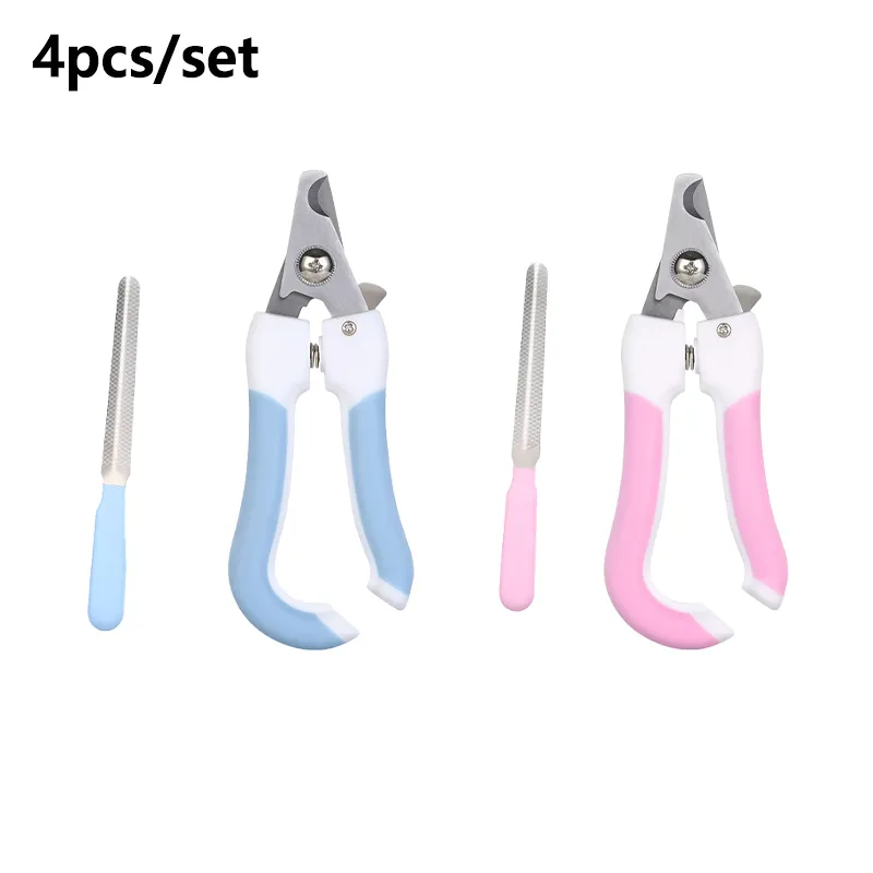 Pet Nail Scissors, Dog And Cat Nail Clippers, Nail Clippers, Pet Scissors, Pet Daily Necessities Set - Blue Pink