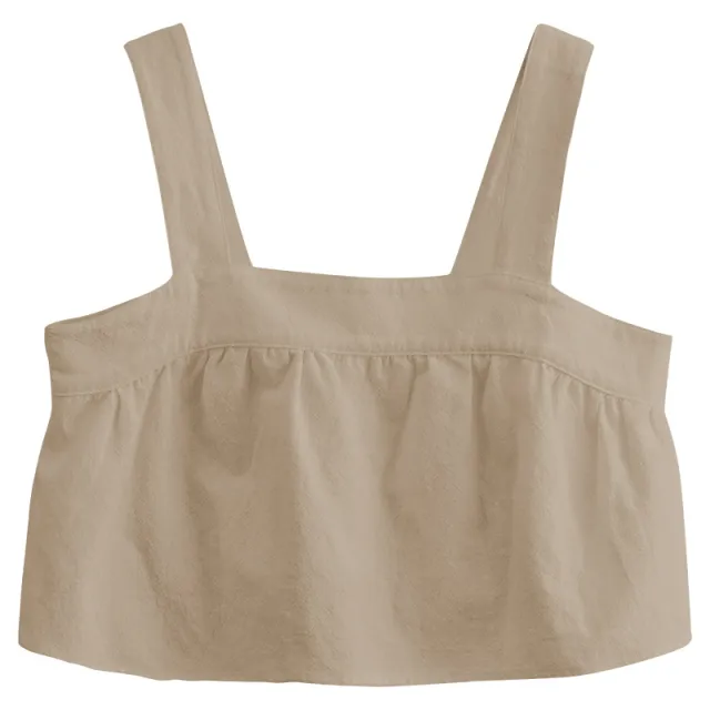 Women's Summer New Square Neck Niche Design Short Camisole Coffee - Shop at LoveMi