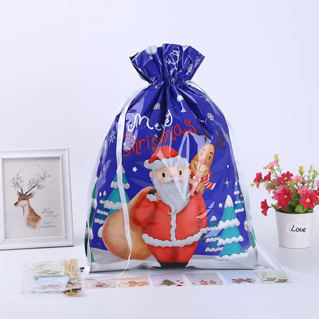 New Style Drawstring Gift Christmas Gift Bag Blue - Shop at LoveMi