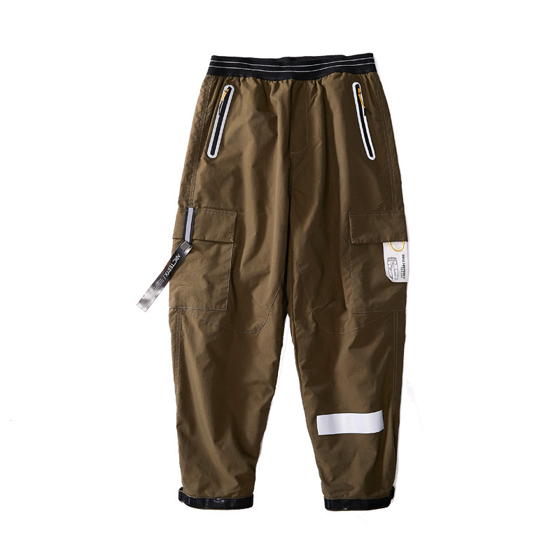 Loose Men's Small Feet Multi-Pocket Overalls