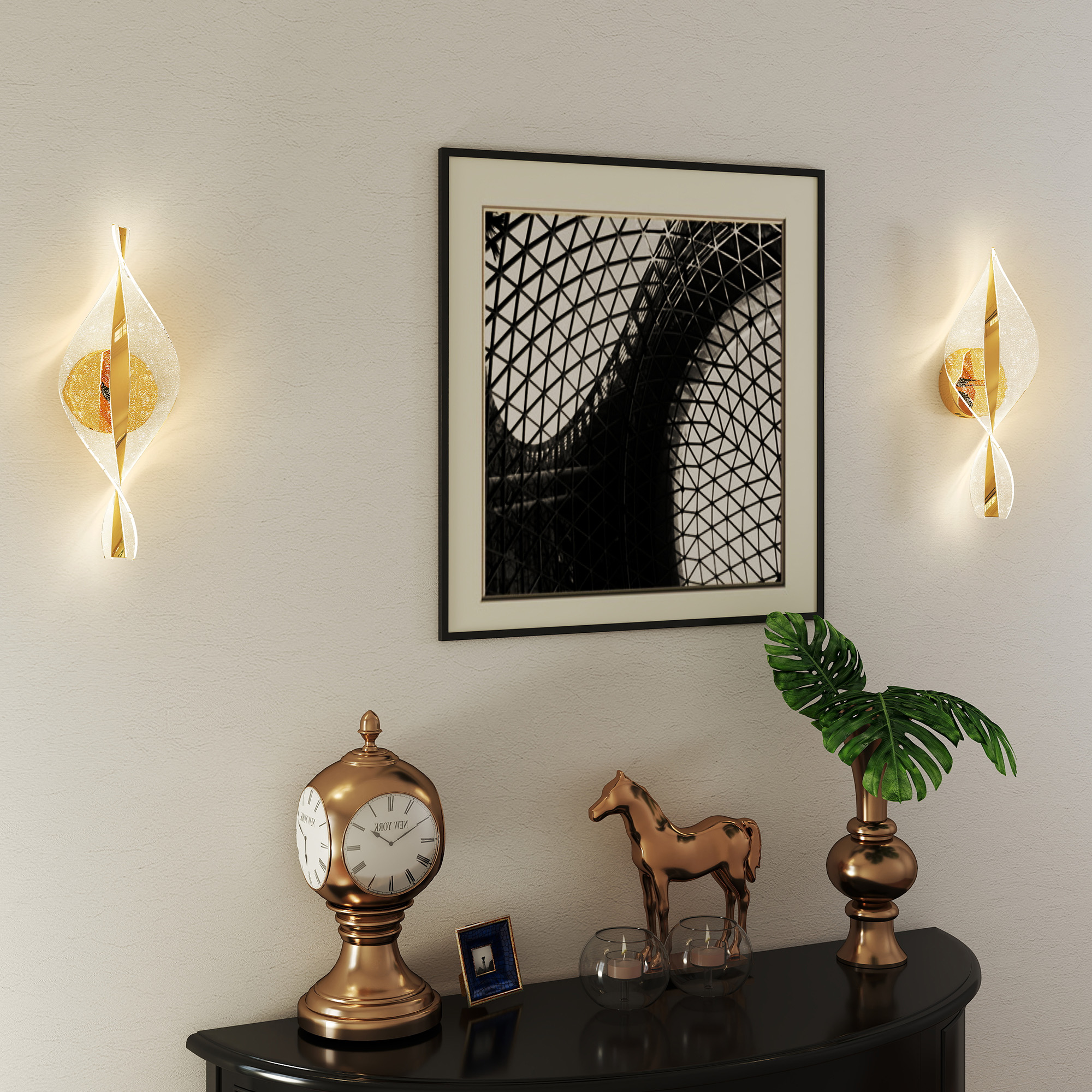 LED Wall Light 2-piece Set, 13W Modern Indoor Spiral Wall