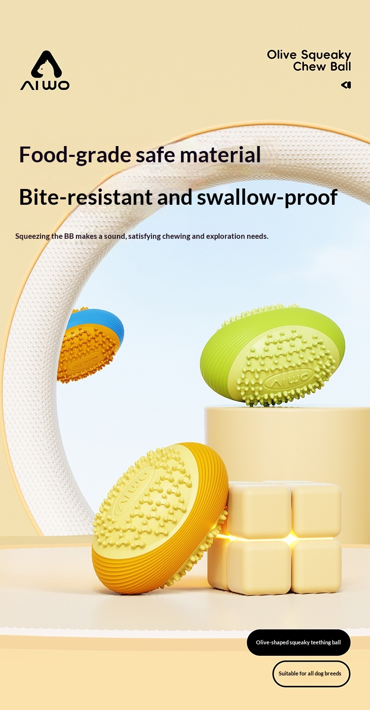 Pet Toy Dog Chew Toy For Teething And Sound-Making, Rugby Ball For Small And Medium-Sized Dogs, Interactive Play Chew Toy Ball detail photo 9