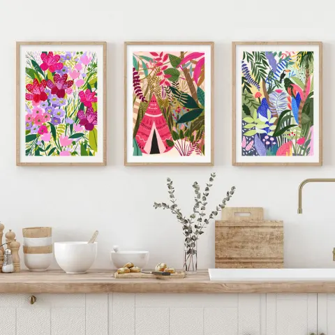 Tropical Jungle Koala Tiger Leopard Flower Tent Wall Art