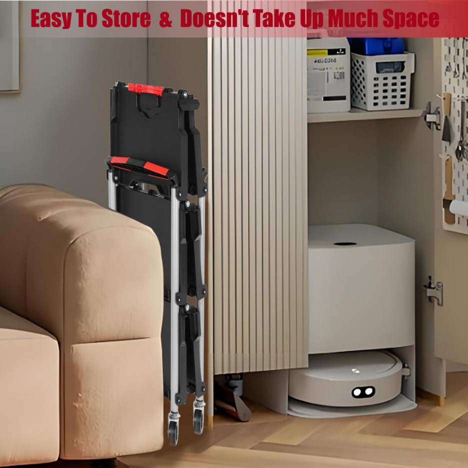 Foldable Utility Service Cart, 3 Shelf Heavy Duty Plastic Rolling Cart With... 4