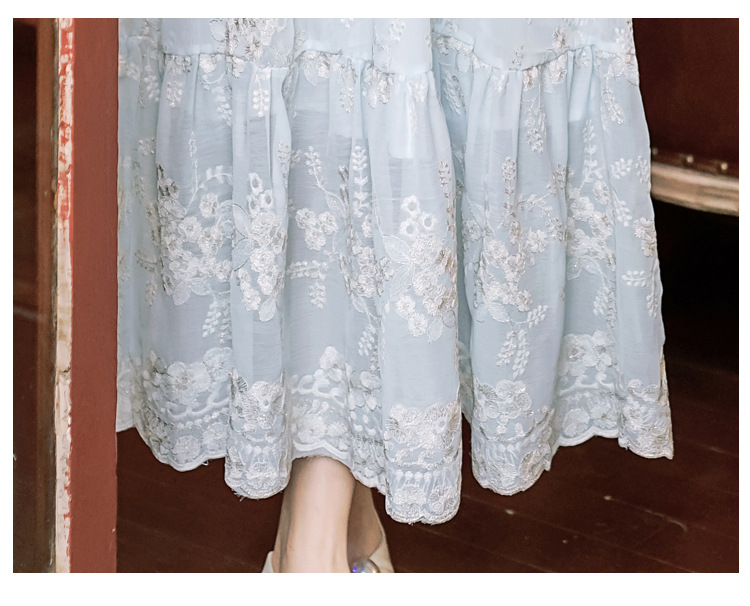 Embroidered Chiffon Long Sleeve Dress, picture 7 of 9