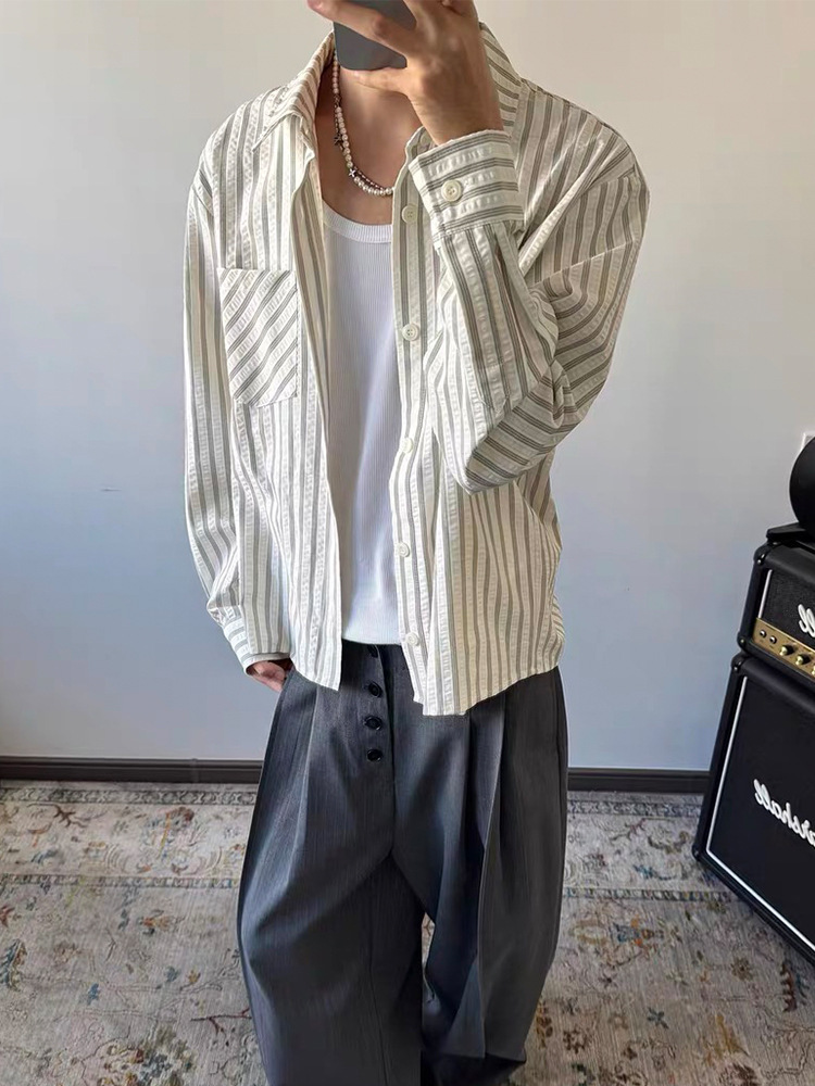 Men's Seersucker Striped Shirt