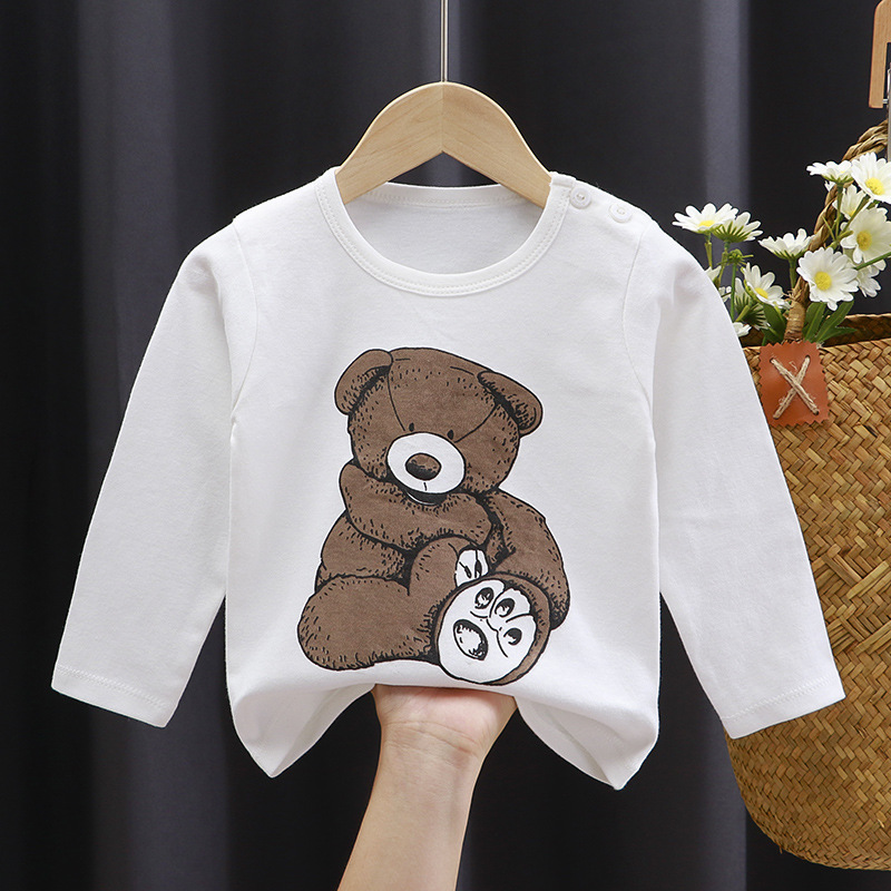 Boys And Girls Cartoon Print Bottoming Shirt
