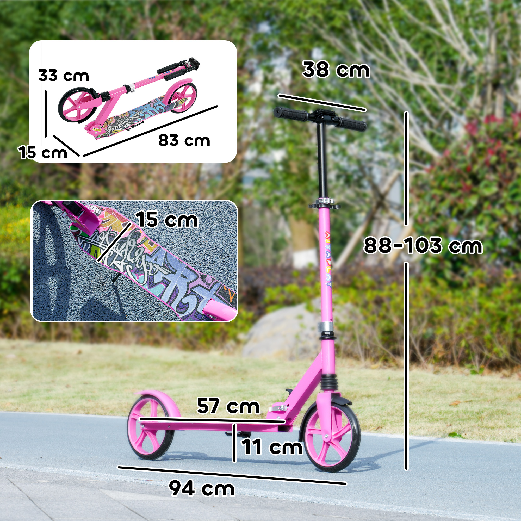 Foldable Children's Scooter With Adjustable Handlebars, 200mm Large Wheels — image 2