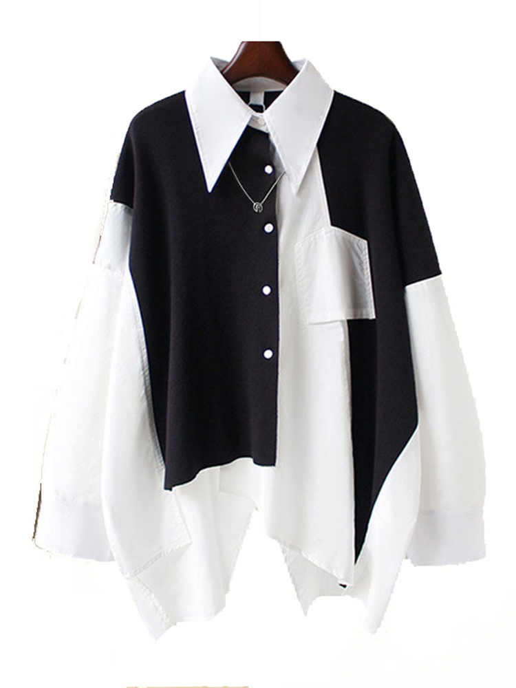 Title 4, Two Piece Loose Design Patchwork Shirt Cargo Pa...