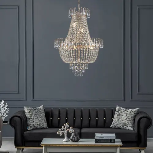 Golden Crystal Chandelier, Large Modern Luxury