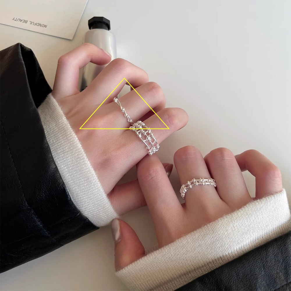Light Luxury 925 Sterling Silver Plain Band Zircon Ring, Ladies Niche Heavy Craft Stackable Ring, Tarnish Resistant Wholesale 5