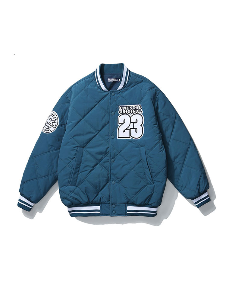 Women's Couple's Rhombus Baseball Padded Jacket