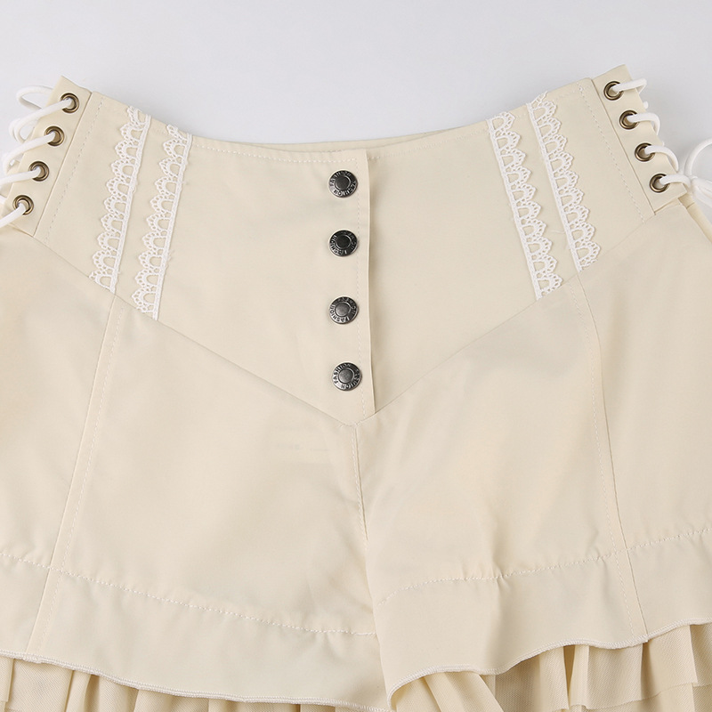 Title 10, Damen High Waist Loose Shorts mit Rüschennähten...