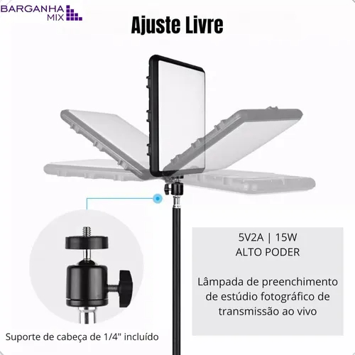 Ring Light LED Professional Photo Illuminator 40cm With 210cm Tripod, White RGB