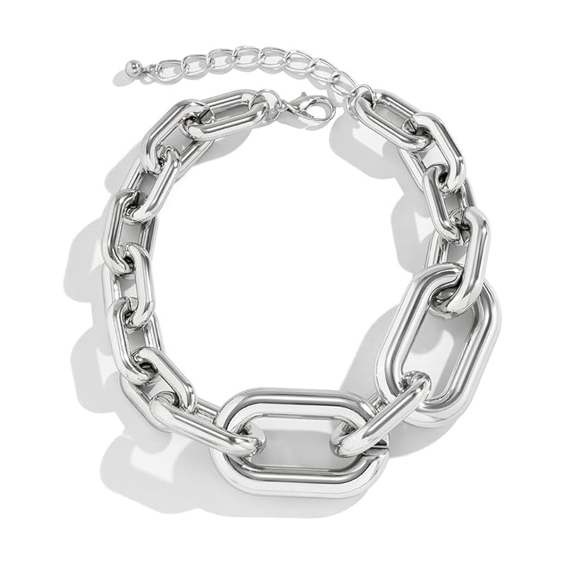 Necklaces For Women, Silver Chain Necklace Chunky,Necklace Link Chain Choker Vintage Heavy Metal Thick Chain