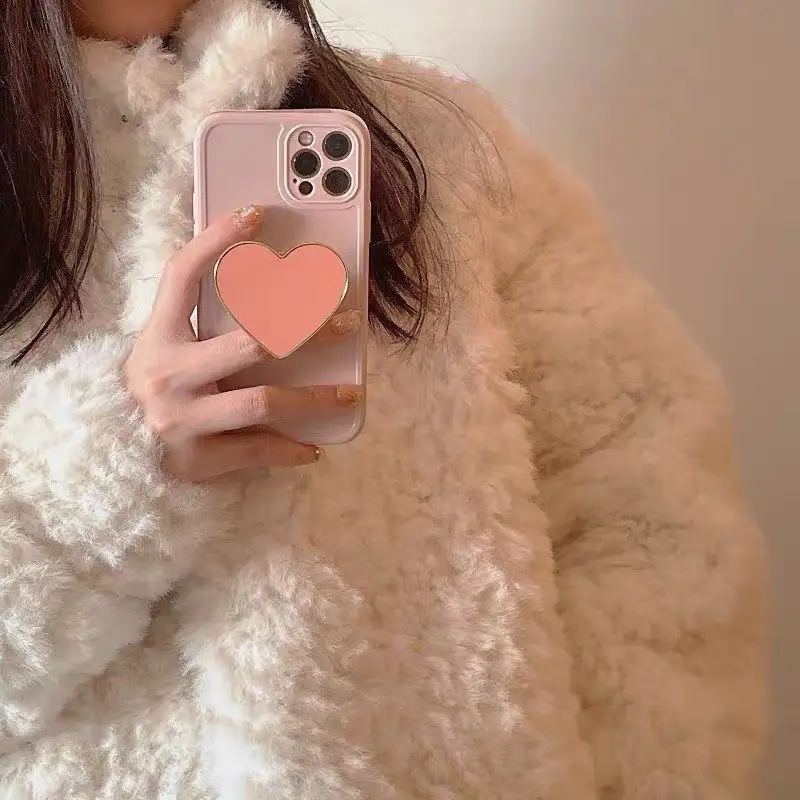 Electroplating Love Bracket Soft Rubber Phone Case