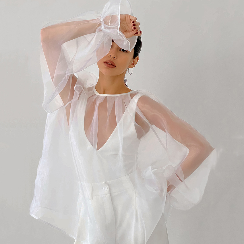 Women's Fashion Temperament Mesh Transparent Shirt