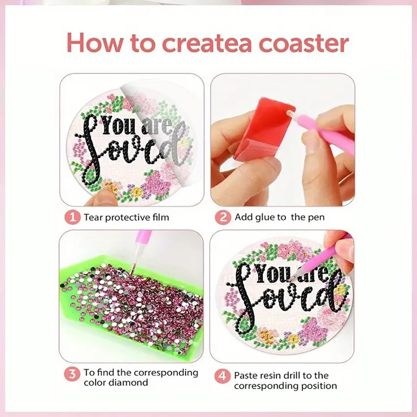 DIY Coasters With Diamond Painting Letter Patterns And Brackets, Suitable For Adult Beginners With Diamond Painting Sets, Handmade Materials For Diamond Art, And Exquisite Gifts For Friends