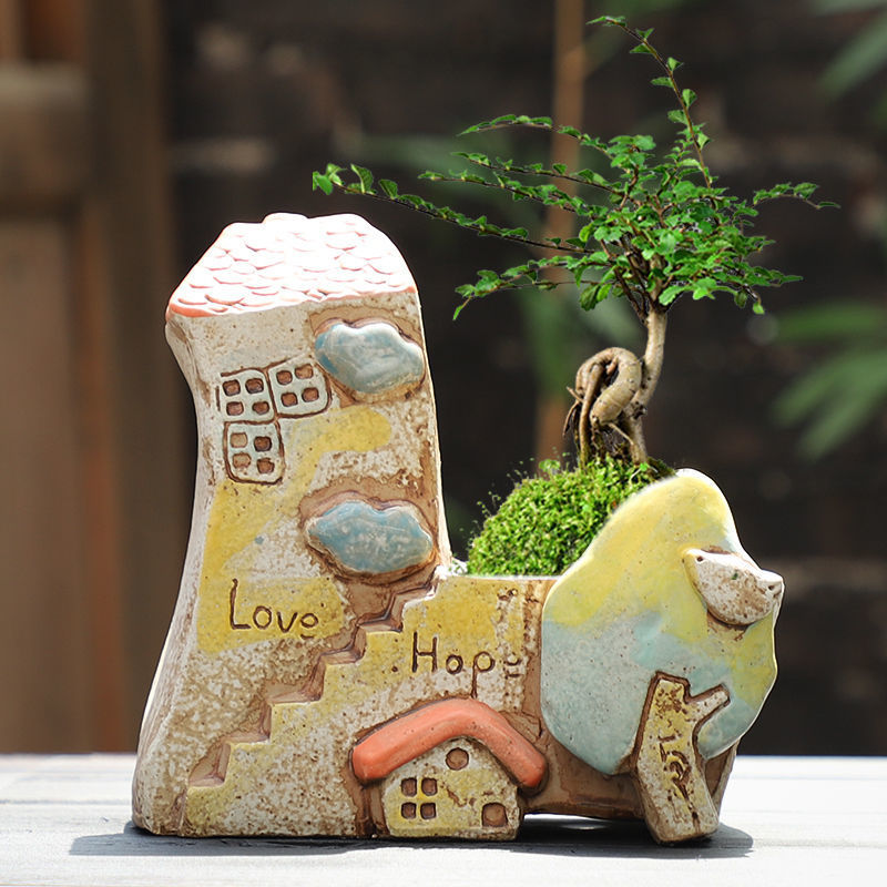 Cute And Creative Large Caliber Combination Pot With Meat And Flower Pots