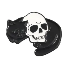 Mysterious Witch Enamel Pin Moon And Stars - Black - View 1