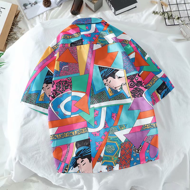 Title 5, Vintage Street Geisha Ukiyo-e Print Loose Top f...